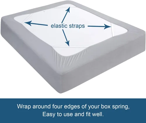 Miniatura 4 de Funda de somier tamaño king, falda de cama elástica de 4 lados, alternativa elegante para faldas de cama para hotel/hogar, se adapta a somieres