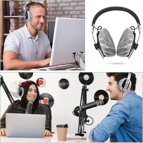 Miniatura 6 de Tatuo 500 fundas desechables para auriculares a granel, no tejidas, sanitarias, no tejidas, para auriculares, color blanco, 4.3 pulgadas/4.3 in