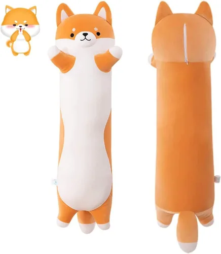 Miniatura 10 de Almohada larga de peluche con panda rojo, juguete suave de 28 pulgadas para abrazar, lindo cojín para dormir, naranja Shibainu