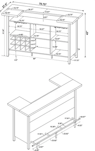 Miniatura 11 de Coaster Furniture Bar Unit Gris Driftwood Negro 182105