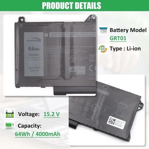 Miniatura 2 de GRT01 - Batería de repuesto para laptop Dell Latitude 14 5421 5431 15 5521 5531 Precision 3470 3561 3571 Alienware m17 R5 AMD Series Notebook 00P3TJ