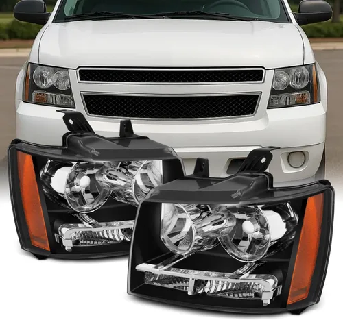 AKKON - Para faros delanteros con bisel negro 07-13 Suburban Tahoe Avalanche Reemplazo directo izquierdo + derecho, luz baja: H11, luz alta: 9005,