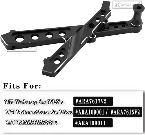 Miniatura 2 de Parte de actualización de soporte de chasis delantero y trasero de aleación para ARRMA 1/7 Felony 6S BLX, Infracción 6S BLX, rodillo ilimitado, Negro