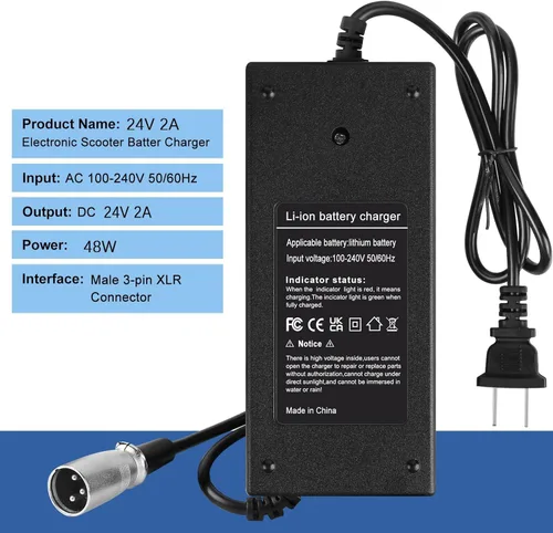 Miniatura 5 de Cargador XLR macho de 24 V (máximo 29.4 V), 2 A, 3 pines, para scooter eléctrico, conducción médica, scooter GoGo, Elite Traveler, Plus HD US, Ezip