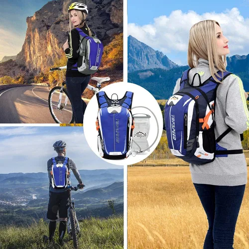Miniatura 6 de INOXTO Mochila de hidratación, mochila de hidratación de 18 L, mochila de agua ligera con bolsa de agua de 2 litros, mochila para senderismo