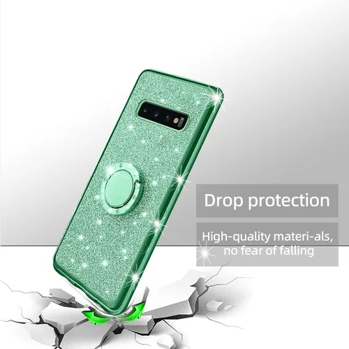 Miniatura 7 de Funda para Samsung Galaxy S10, Galaxy S10 2019 para mujer con purpurina de cristal suave TPU transparente con correa de pie de apoyo