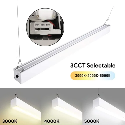 Miniatura 2 de Euri Lighting EUD4-50W103sw, luz lineal ajustable CCT de 4 pies, 50 W, 6500 lm, 3000 K/4000 K/5000 K, 120-277 V, clasificación húmeda, 0-10 V Blanco