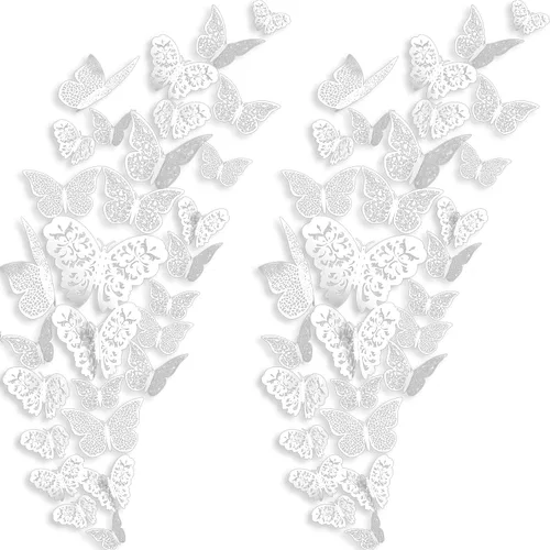 Miniatura 15 de 72 calcomanías 3D de mariposa para pared, decoración de pared, 3 tamaños, para habitación, hogar, guardería, aula, oficina, dormitorio, baño, sala