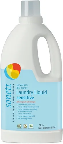 Sonett Detergentes líquidos orgánicos para lavandería, sensibles (1 unidad) para personas con alergias, sin OMG, certificado orgánicamente cultivado
