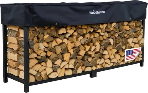 The Woodhaven estante para leña, de 8 pies, con funda