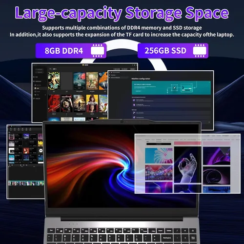 Miniatura 6 de Auusda Laptop para Estudiantes, Laptop de 14.1" FHD para Negocios y Estudio, 4-Core 2.9GHz N5095, 8GB RAM 512GB SSD, Teclado Numérico, HDMI