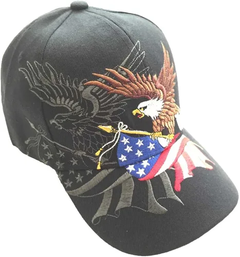 Miniatura 3 de Bandera patriótica de Estados Unidos de América, rojo, blanco, azul, estrellas voladoras, pájaros, gorra de béisbol, bordado 3D