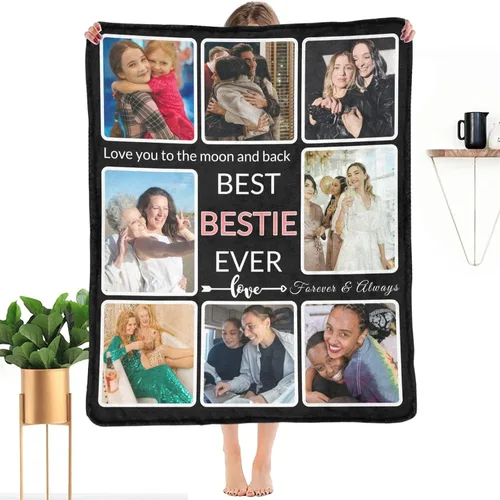 Cobija personalizable con fotos; haz una cobija personalizable con imágenes para el recuerdo; regálale a tu mejor amiga una manta sublimada Mejores