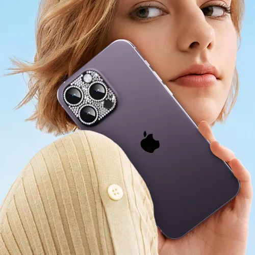 Miniatura 7 de AKABEILA Compatible con cámara iPhone 11 Pro Max/11 Pro, protector de lente con diamantes de imitación, protección de vidrio templado 9H, Negro