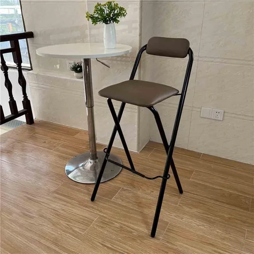 Miniatura 7 de Silla de bar plegable de 26 pulgadas, 28 pulgadas, 30 pulgadas, taburete de bar plegable con respaldo, taburete de bar de desayuno con placa