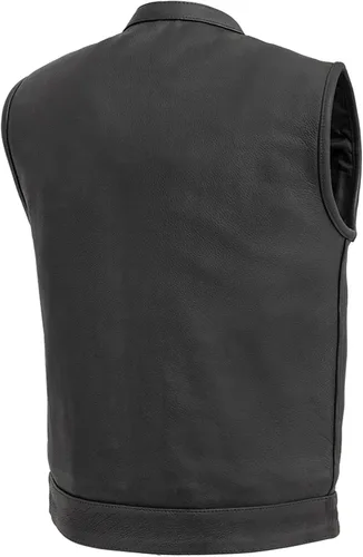 Miniatura 2 de First Mfg Co - Hotshot - Chaleco de cuero negro para hombre