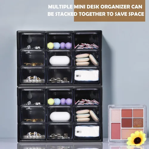 Miniatura 4 de Amyhill 6 Piezas Organizador Mini de Cajones Organizador Pequeño con 9 Cajones Caja de Almacenamiento de Manualidades de Plástico de Escritorio