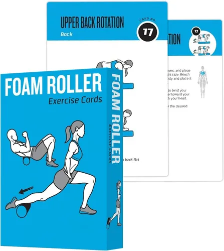 Tarjetas de entrenamiento con rodillo de espuma, 62 tarjetas de ejercicios de gran tamaño de 5 x 3.5 pulgadas, tarjetas de fitness para mujeres y