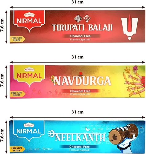 Miniatura 5 de Shubhkart Varillas de incienso prémium - Paquete de 3 inciensos, 210 varitas Neelkanth, Navdurga y Tirupati Balaji