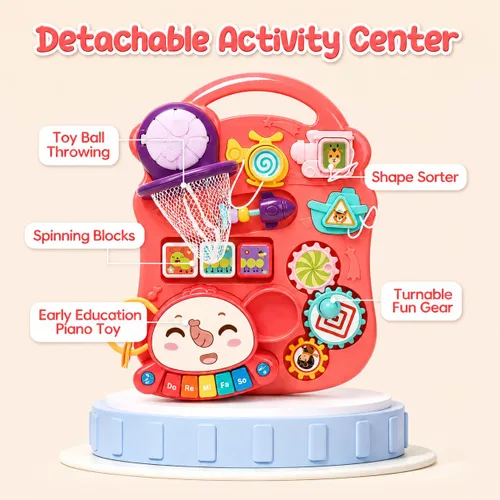 Miniatura 4 de CUTE STONE Andador para bebé para niños y niñas, 2 en 1 Andador de sentarse a pararse con centro de actividades, juguete para caminar de bebé