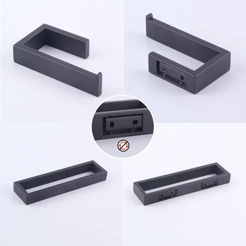 Miniatura 8 de GERZWY Juego de 2 accesorios de baño SUS 304 acero inoxidable soporte de papel higiénico toalla anillo montaje en pared, negro mate HG1708-2BK