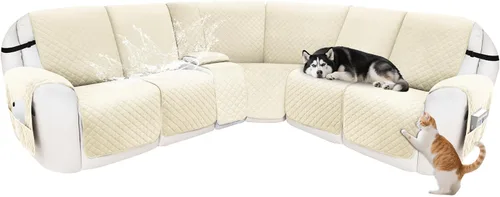 Miniatura 42 de Fundas para sofá modular reclinable, de terciopelo en forma de L, funda de consola central para perros y mascotas, lavable antideslizante, 1 funda