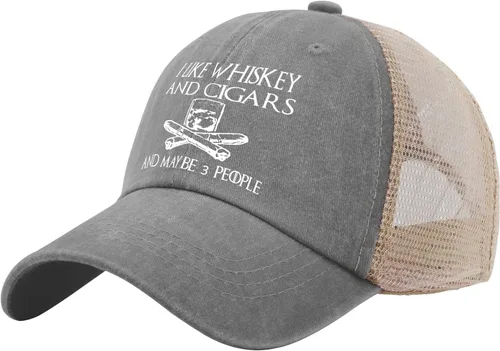Philysonic Funny Hat I Like Whisky and Cigars and Maybe 3 People Sombreros para Hombres Gorras de Béisbol Gorras Ajustables