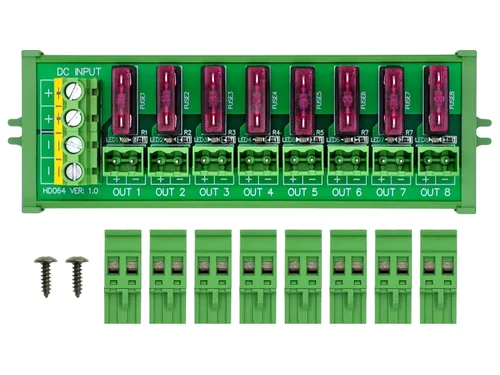 Miniatura 11 de Bloque de terminales enchufable de 8 canales para montaje en riel DIN, para CC 5-32V, módulo de fusible de distribución de energía, HCDC HD064RT