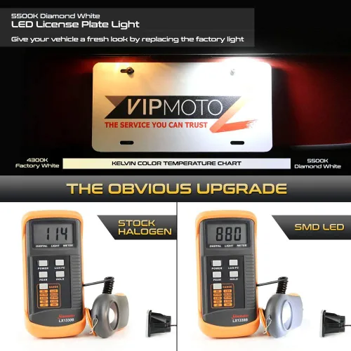 Miniatura 3 de VIPMOTOZ Luz LED completa para placa de matrícula para Toyota Tacoma 2016-2023 y camioneta Tundra 2014-2021, 6000K blanco diamante, 2 piezas