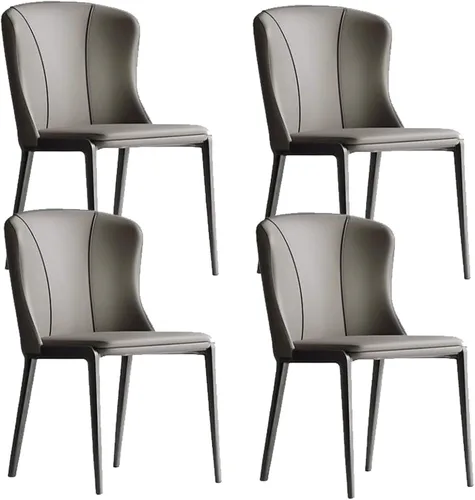 Miniatura 19 de Juego de sillas de comedor de 1/2/4, sillas laterales de cocina tapizadas de cuero, silla de comedor con patas de metal, silla de negociación sin