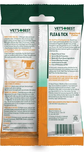 Miniatura 2 de Vet's Best Collar natural para pulgas y garrapatas para perros, collar repelente natural con ingredientes a base de plantas, prevención