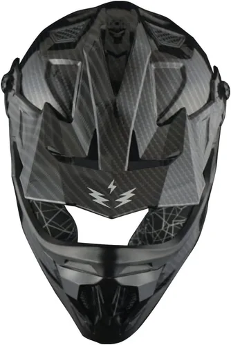 Miniatura 6 de 1Storm - Casco de motocross para adulto ATV Dirt Bike BMX MX, estilo pista de montaña JH601; paquete de casco de fibra de carbono negro, gafas