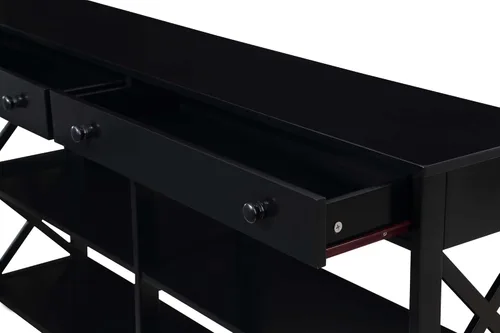 Miniatura 5 de Convenience Concepts Oxford - Mesa consola de 2 cajones con estantes, 60 pulgadas, color negro
