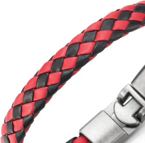 Miniatura 3 de COOLSTEELANDBEYOND Braided Leather Bracelet for Man Women, Leather Bangle Wristband, Vintage Hook Clasp