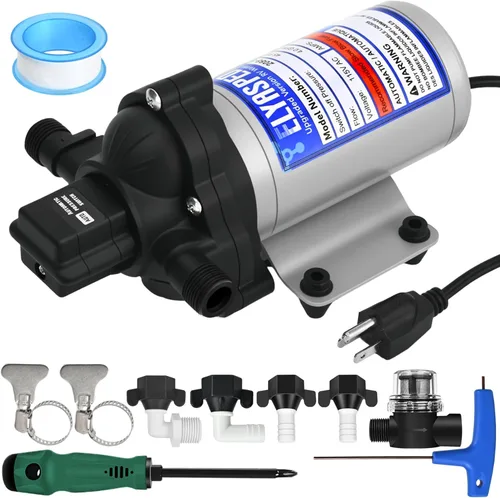 Miniatura 8 de 2025 mejorada 2088-422-144 bomba de agua dulce para RV, bomba de agua de diafragma autocebante de 12 V 3.3 GPM, 45 PSI, incluye interruptor