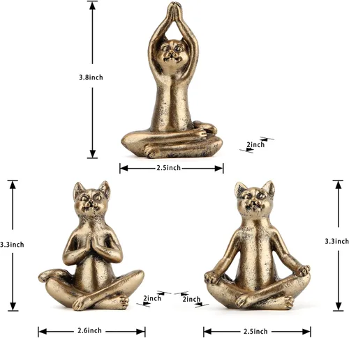 Miniatura 2 de Smadeer Estatuas de gato de yoga para decoración del hogar, figura de postura de yoga para dormitorio espiritual zen, sala de estar, oficina, mesa