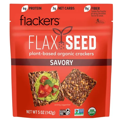 Miniatura 24 de Flackers Galletas de Multi-Semillas Cheeze-Pleaze Orgánicas, Paquete de 1 de 4 onzas, Sin Gluten, Sin GMO, Veganas, Botana Keto, 8g de Fibra, 3g
