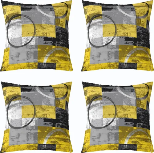 Miniatura 11 de Erosebridal Paquete de 4 fundas de almohada con diseño de círculos circulares y retro, color verde azulado degradado, fundas de cojín redondas Multi