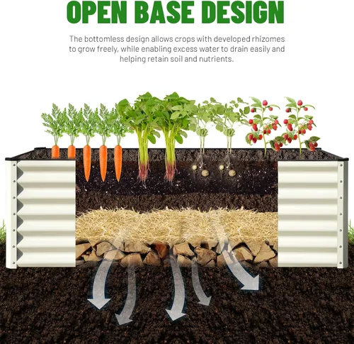 Miniatura 4 de SnugNiture Cama de Jardín Elevada Galvanizada 8x4x2 pies Cama de Cultivo Grande de Metal para Exteriores Caja de Maceta de Acero Kit para Cultivar