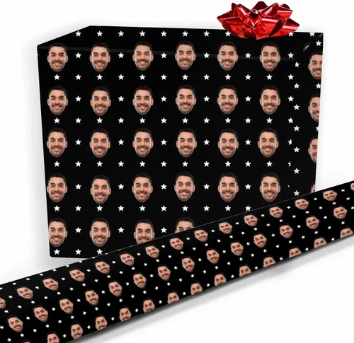 Miniatura 20 de Papel de regalo personalizado, divertido papel de regalo para cara, foto, nombre, Día del Padre, rollo de regalo para papá, hombres, mujeres, niños