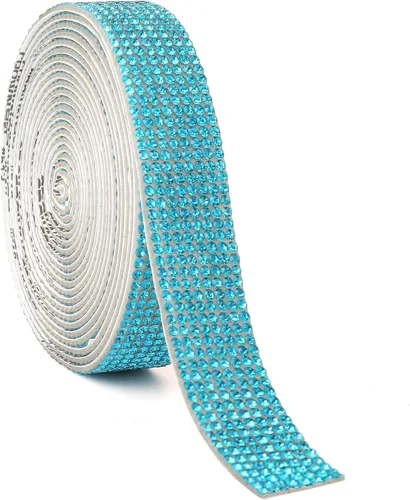Miniatura 23 de Berenlu Cinta autoadhesiva de diamantes de imitación de cristal, calcomanía decorativa dorada con diamantes de imitación de 0.079 pulgadas, Dorado