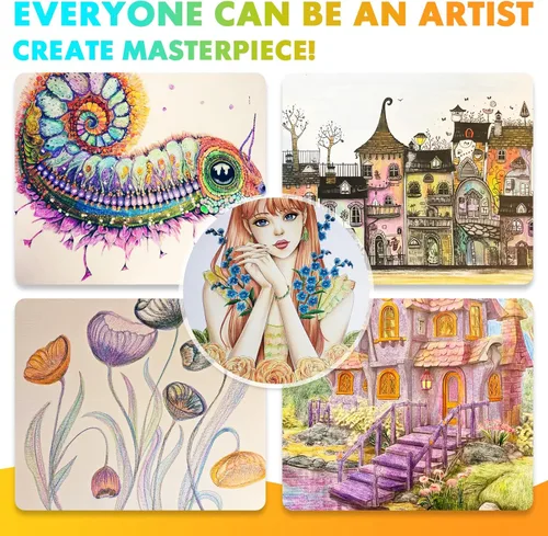 Miniatura 5 de nsxsu Suministros de arte para niños, adolescentes y adultos, 8 lápices arcoíris, suministros de dibujo, lápices de colores gigantes para dibujar