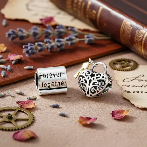 Miniatura 2 de Love Couples Words Saying Just Married Together Forever - Abalorio de corazón rojo para mujeres, adolescentes y esposas, plata de ley 925, se adapta