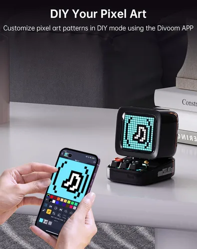 Miniatura 7 de Divoom Ditoo - Altavoz Bluetooth retro de arte pixelado con pantalla frontal de 16X16 LED controlada por aplicación (color negro)