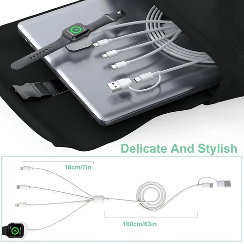 Miniatura 6 de Cable de carga universal 6 en 1 de viaje, cargador USB A/tipo C iWatch+Lightning*2+adaptador de cable tipo C Combo para Smart Watch Series