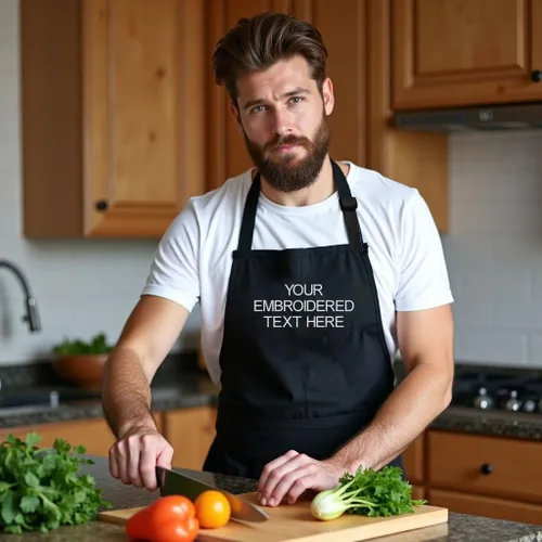 Miniatura 3 de Delantal de chef personalizado para hombres, diseño bordado personalizado, cocina profesional, barbacoa, parrilla, para papá, decorado en Estados