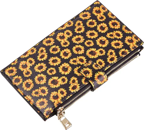 Miniatura 5 de Travelambo Billetera plegable con bloqueo RFID para mujer con bolsillo con cremallera