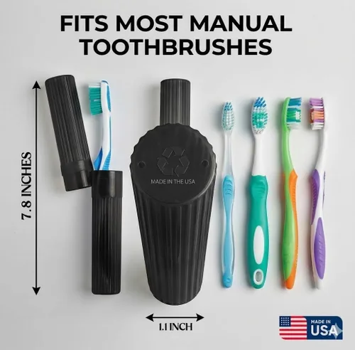 Miniatura 2 de American Comb Soporte para Cepillos de Dientes - Negro, Fabricado en EE.UU., con Orificios de Ventilación, para Fundas de Cepillos de Dientes