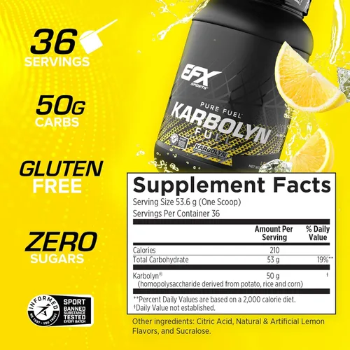 Miniatura 3 de EFX Sports Karbolyn Fuel Polvo de carbohidratos de absorción rápida Carga de carbohidratos, energía sostenida, recuperación rápida Sin