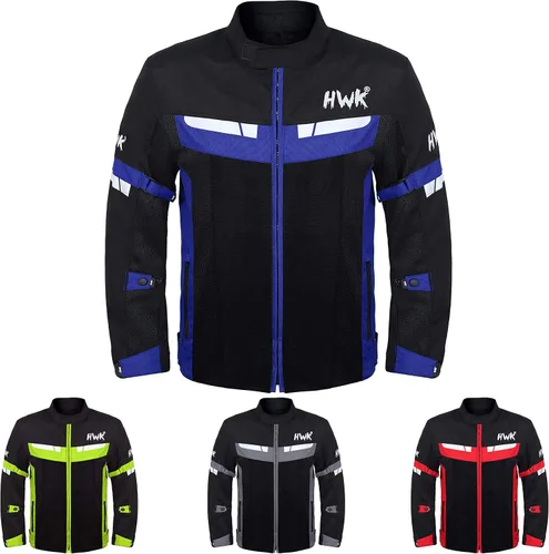 HWK Chaqueta de Malla para Motocicleta Riding Air Chaqueta de Motocicleta Motociclista CE Blindada Transpirable